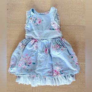 Beautify blue floral dress with bow and buttons size 3t